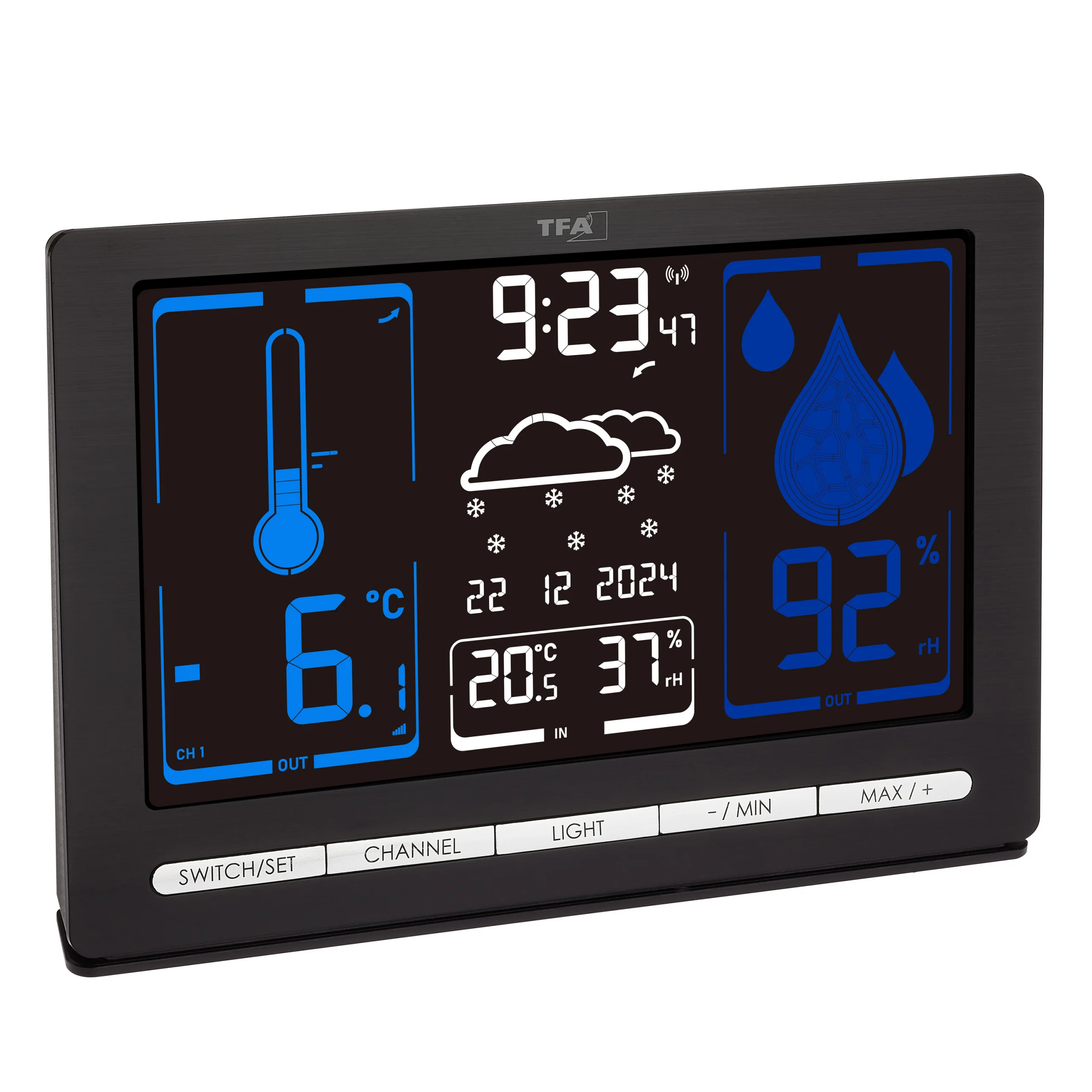 Funk-Wetterstation METEOCHROME mit Farbdisplay und kabellosem Außensender, Wochentag auf Deutsch - Image 5