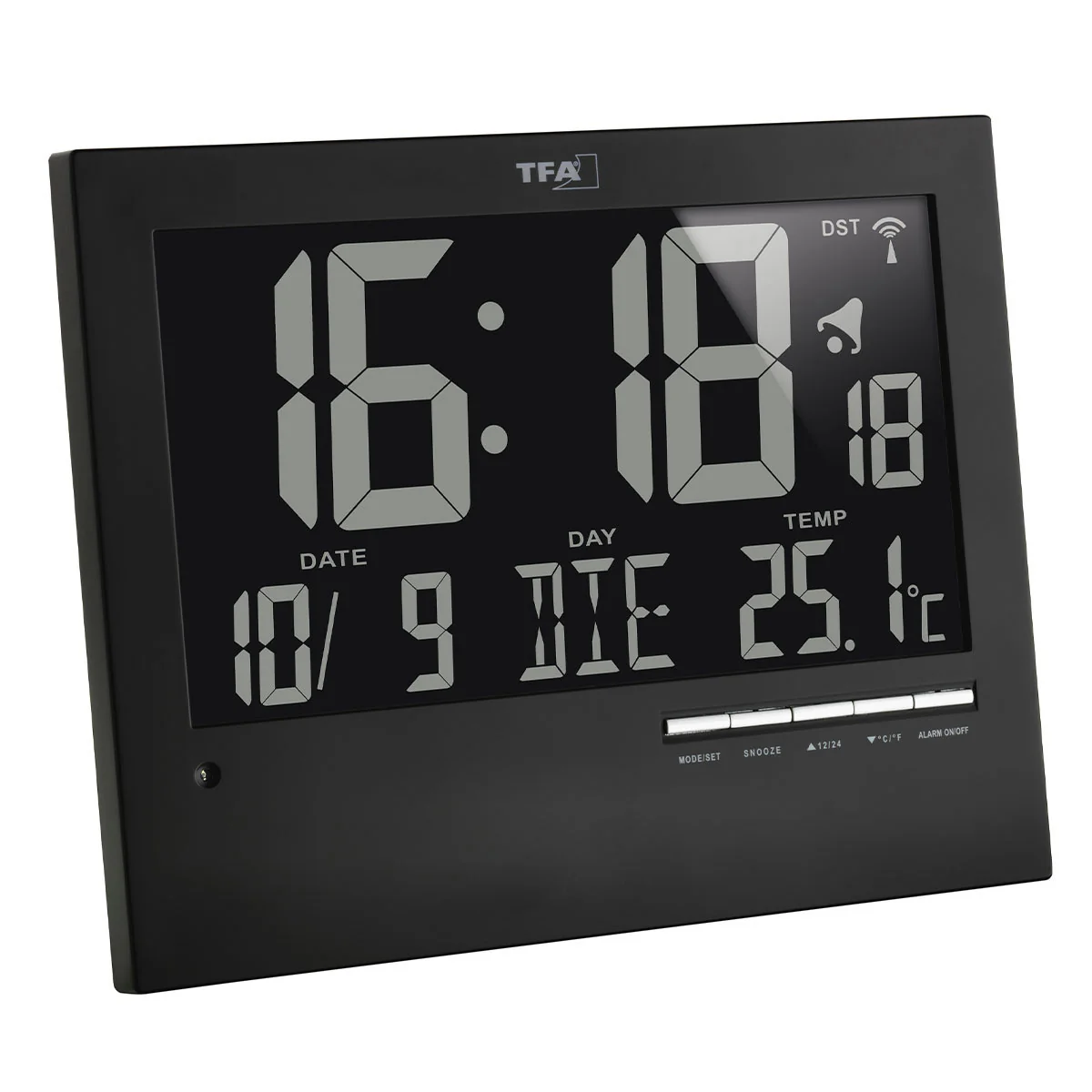 Funkuhr mit automatischer Hintergrundbeleuchtung, 31x23 cm, invertiertes Display