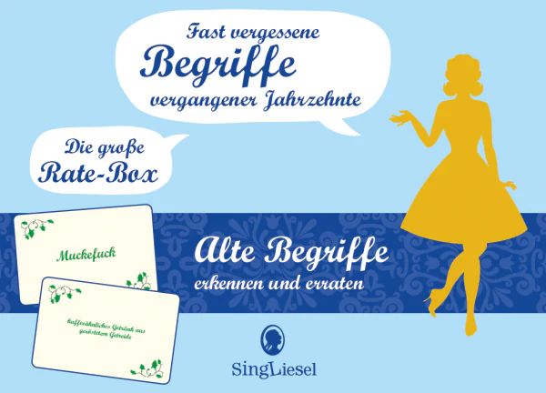 Ratekarten "Alte Begriffe erkennen und erraten", Spiel rund um alte Begriffe vergangener Jahrzehnte