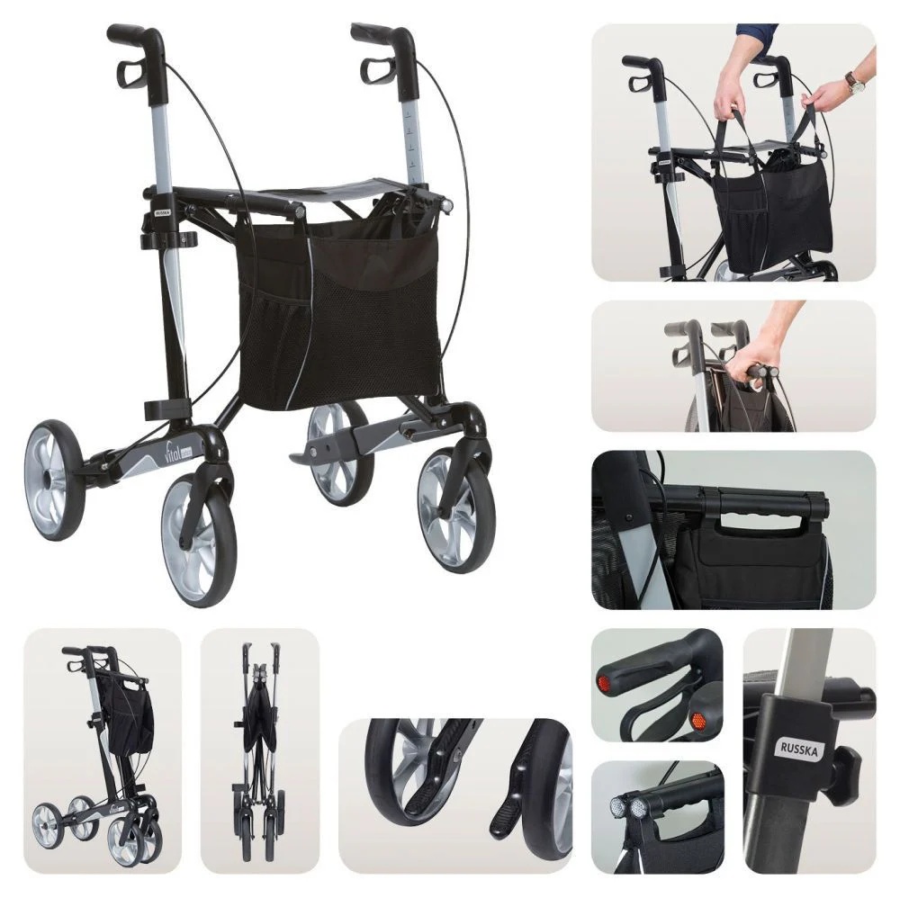 Rollator vital carbon, klappbar, höhenverstellbar, Carbonrahmen, rubinrot - Image 4